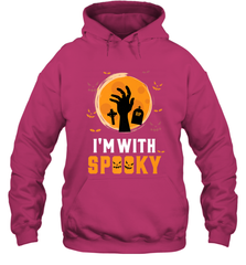 I'm With Spooky  Scary Halloween Costume Gift Hooded Sweatshirt Hooded Sweatshirt - HHHstores