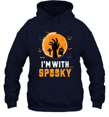 I'm With Spooky  Scary Halloween Costume Gift Hooded Sweatshirt Hooded Sweatshirt - HHHstores