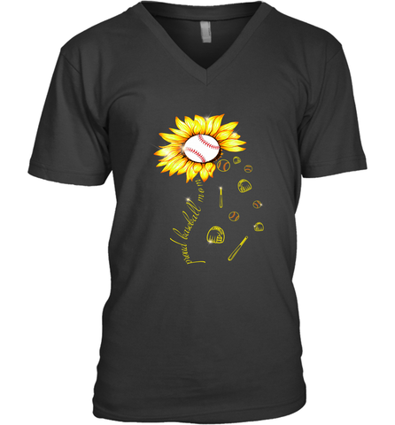 Baseball Proud Sunflower Men's V-Neck Men's V-Neck / Black / S Men's V-Neck - HHHstores