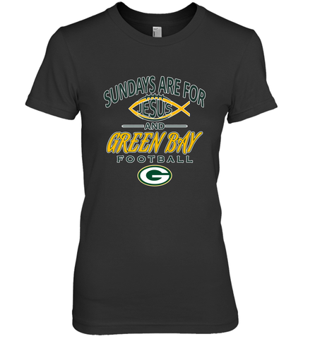 Sundays Are For Jesus and Green Bay Funny Christian Football 1 Women's Premium T-Shirt Women's Premium T-Shirt / Black / XS Women's Premium T-Shirt - HHHstores