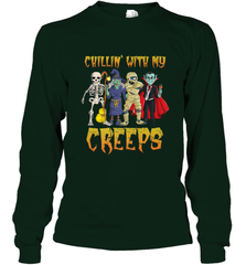 Chillin With My Creeps Vampire Halloween Skeleton Witch Long Sleeve T-Shirt Long Sleeve T-Shirt - HHHstores