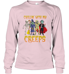 Chillin With My Creeps Vampire Halloween Skeleton Witch Long Sleeve T-Shirt Long Sleeve T-Shirt - HHHstores