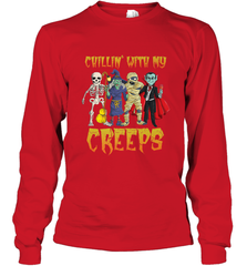 Chillin With My Creeps Vampire Halloween Skeleton Witch Long Sleeve T-Shirt Long Sleeve T-Shirt - HHHstores