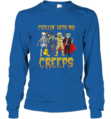 Chillin With My Creeps Vampire Halloween Skeleton Witch Long Sleeve T-Shirt Long Sleeve T-Shirt - HHHstores