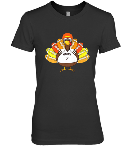 Cool Thanksgiving Football Shirt _ Gobble Player Turkey Gift Women's Premium T-Shirt Women's Premium T-Shirt / Black / XS Women's Premium T-Shirt - HHHstores