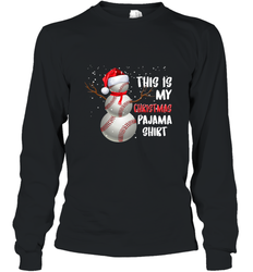 Baseball Snowman Christmas This is my Christmas Pajama Long Sleeve T-Shirt