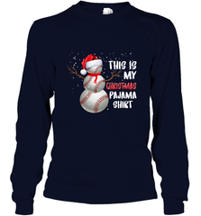 Baseball Snowman Christmas This is my Christmas Pajama Long Sleeve T-Shirt Long Sleeve T-Shirt - HHHstores