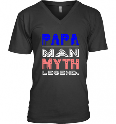 Papa Man Myth Legend Father's Day Dad Veteran Men's V-Neck Men's V-Neck / Black / S Men's V-Neck - HHHstores