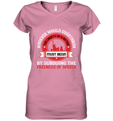 Whoever would overthrow the liberty of a nation must begin by subduing the freeness of speech 01 Women's V-Neck T-Shirt Women's V-Neck T-Shirt - HHHstores