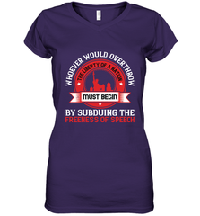 Whoever would overthrow the liberty of a nation must begin by subduing the freeness of speech 01 Women's V-Neck T-Shirt Women's V-Neck T-Shirt - HHHstores