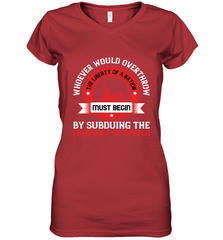 Whoever would overthrow the liberty of a nation must begin by subduing the freeness of speech 01 Women's V-Neck T-Shirt Women's V-Neck T-Shirt - HHHstores