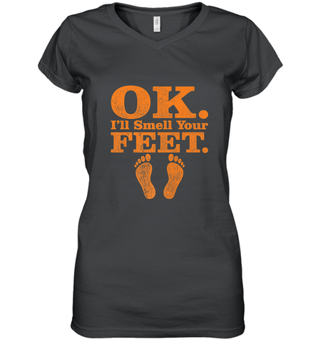 OK I'll Smell Your Feet Trick Or Treat Halloween Gift Women's V-Neck T-Shirt Women's V-Neck T-Shirt / Black / S Women's V-Neck T-Shirt - HHHstores
