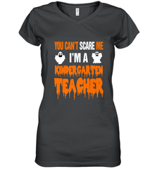 You Can't Scare Me I'm A Kindergarten Teacher Halloween Women's V-Neck T-Shirt Women's V-Neck T-Shirt - HHHstores