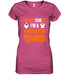 You Can't Scare Me I'm A Kindergarten Teacher Halloween Women's V-Neck T-Shirt Women's V-Neck T-Shirt - HHHstores