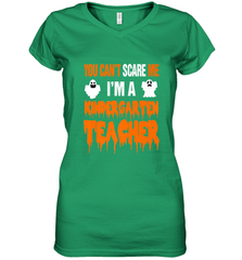 You Can't Scare Me I'm A Kindergarten Teacher Halloween Women's V-Neck T-Shirt Women's V-Neck T-Shirt - HHHstores
