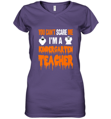 You Can't Scare Me I'm A Kindergarten Teacher Halloween Women's V-Neck T-Shirt Women's V-Neck T-Shirt - HHHstores