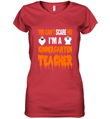 You Can't Scare Me I'm A Kindergarten Teacher Halloween Women's V-Neck T-Shirt Women's V-Neck T-Shirt - HHHstores