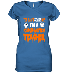 You Can't Scare Me I'm A Kindergarten Teacher Halloween Women's V-Neck T-Shirt Women's V-Neck T-Shirt - HHHstores