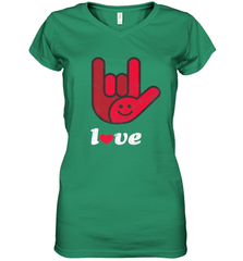 Cute Love Hand Sign Heart Valentines Day Retro Vintage Top Women's V-Neck T-Shirt Women's V-Neck T-Shirt - HHHstores