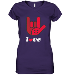 Cute Love Hand Sign Heart Valentines Day Retro Vintage Top Women's V-Neck T-Shirt Women's V-Neck T-Shirt - HHHstores