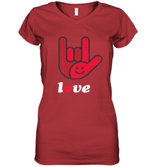 Cute Love Hand Sign Heart Valentines Day Retro Vintage Top Women's V-Neck T-Shirt Women's V-Neck T-Shirt - HHHstores