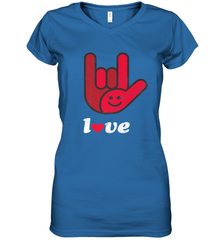 Cute Love Hand Sign Heart Valentines Day Retro Vintage Top Women's V-Neck T-Shirt Women's V-Neck T-Shirt - HHHstores