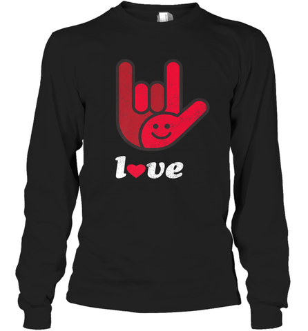 Cute Love Hand Sign Heart Valentines Day Retro Vintage Top Long Sleeve T-Shirt Long Sleeve T-Shirt / Black / S Long Sleeve T-Shirt - HHHstores