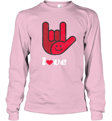 Cute Love Hand Sign Heart Valentines Day Retro Vintage Top Long Sleeve T-Shirt Long Sleeve T-Shirt - HHHstores