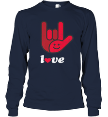 Cute Love Hand Sign Heart Valentines Day Retro Vintage Top Long Sleeve T-Shirt Long Sleeve T-Shirt - HHHstores