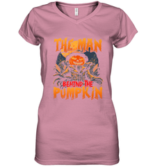 Mens Halloween Fun Dad The Man Behind Pumpkin Gift Women's V-Neck T-Shirt Women's V-Neck T-Shirt - HHHstores