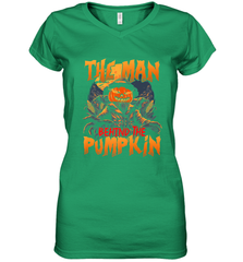 Mens Halloween Fun Dad The Man Behind Pumpkin Gift Women's V-Neck T-Shirt Women's V-Neck T-Shirt - HHHstores