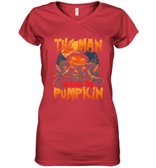 Mens Halloween Fun Dad The Man Behind Pumpkin Gift Women's V-Neck T-Shirt Women's V-Neck T-Shirt - HHHstores