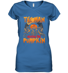 Mens Halloween Fun Dad The Man Behind Pumpkin Gift Women's V-Neck T-Shirt Women's V-Neck T-Shirt - HHHstores