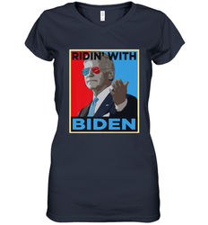 Ridin With Biden _ Hope Poster Parody Women's V-Neck T-Shirt