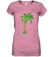 Christmas Lights Palm Tree Beach Funny Tropical Xmas Gift Women's V-Neck T-Shirt Women's V-Neck T-Shirt - HHHstores