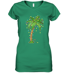 Christmas Lights Palm Tree Beach Funny Tropical Xmas Gift Women's V-Neck T-Shirt Women's V-Neck T-Shirt - HHHstores