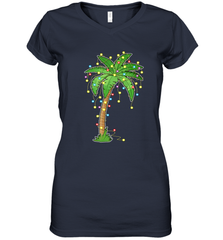 Christmas Lights Palm Tree Beach Funny Tropical Xmas Gift Women's V-Neck T-Shirt Women's V-Neck T-Shirt - HHHstores
