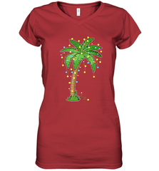 Christmas Lights Palm Tree Beach Funny Tropical Xmas Gift Women's V-Neck T-Shirt Women's V-Neck T-Shirt - HHHstores