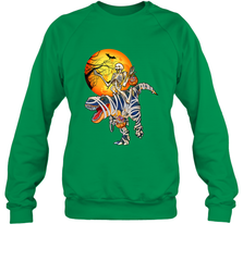 Skeleton Riding T Rex Funny Halloween Crewneck Sweatshirt Crewneck Sweatshirt - HHHstores