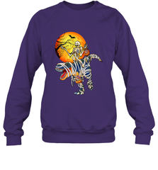 Skeleton Riding T Rex Funny Halloween Crewneck Sweatshirt Crewneck Sweatshirt - HHHstores