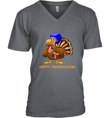 Cool Happy Thanksgiving Football Shirt Gobble Player Turkey Men's V-Neck Men's V-Neck - HHHstores