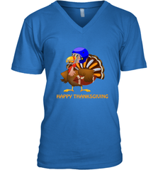 Cool Happy Thanksgiving Football Shirt Gobble Player Turkey Men's V-Neck Men's V-Neck - HHHstores