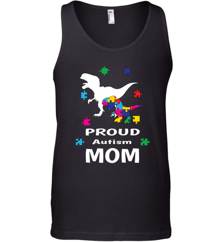 Proud Autism Mom T Rex Dinosaur Autism Awareness Men's Tank Top Men's Tank Top / Black / XS Men's Tank Top - HHHstores
