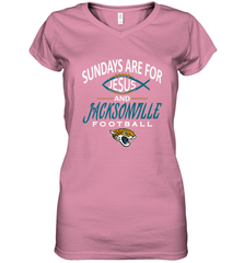 Sundays Are For Jesus and Jacksonville Funny Football Women's V-Neck T-Shirt Women's V-Neck T-Shirt - HHHstores