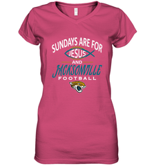 Sundays Are For Jesus and Jacksonville Funny Football Women's V-Neck T-Shirt Women's V-Neck T-Shirt - HHHstores