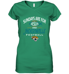 Sundays Are For Jesus and Jacksonville Funny Football Women's V-Neck T-Shirt Women's V-Neck T-Shirt - HHHstores