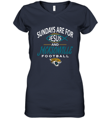 Sundays Are For Jesus and Jacksonville Funny Football Women's V-Neck T-Shirt Women's V-Neck T-Shirt - HHHstores