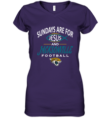 Sundays Are For Jesus and Jacksonville Funny Football Women's V-Neck T-Shirt Women's V-Neck T-Shirt - HHHstores
