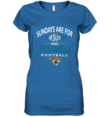 Sundays Are For Jesus and Jacksonville Funny Football Women's V-Neck T-Shirt Women's V-Neck T-Shirt - HHHstores
