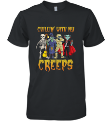 Chillin With My Creeps Vampire Halloween Skeleton Witch Men's Premium T-Shirt